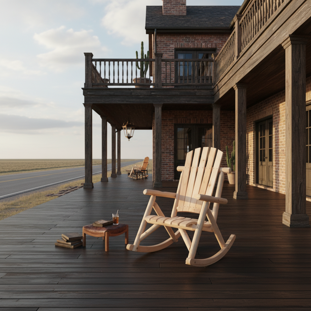 Chaise de jardin à bascule style Adirondack en bois massif d'épicéa beige - Club Adirondack photo 7
