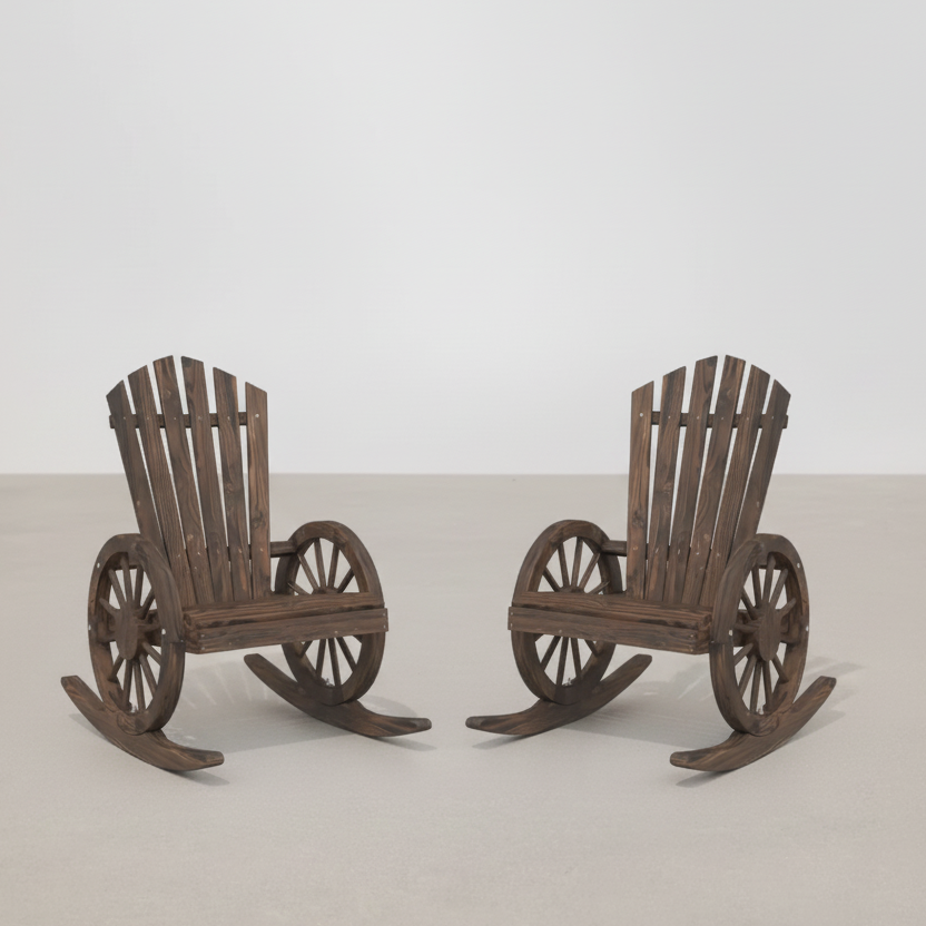 Packs 2 chaises à bascule style Adirondack en bois de sapin marron - Club Adirondack photo 1