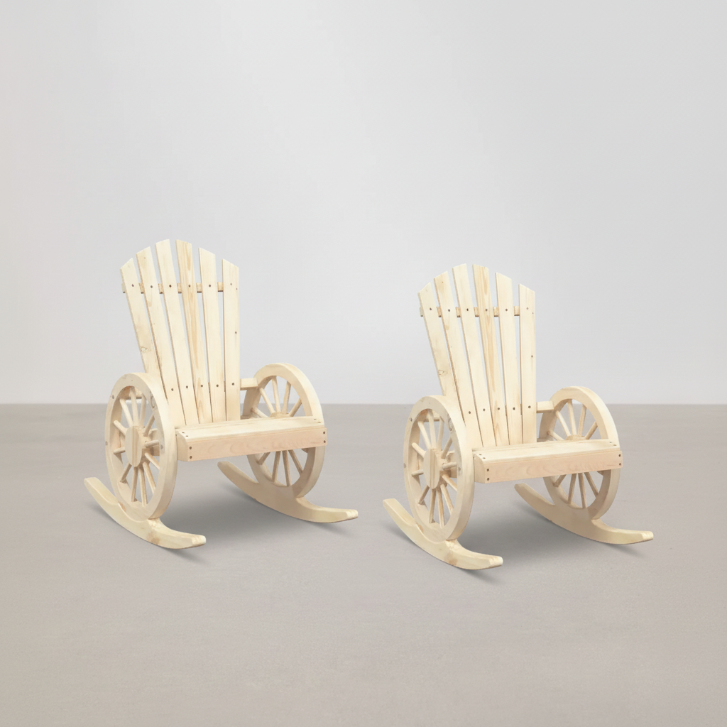 Packs 2 chaises à bascule style Adirondack en bois de sapin beige - Club Adirondack photo 1