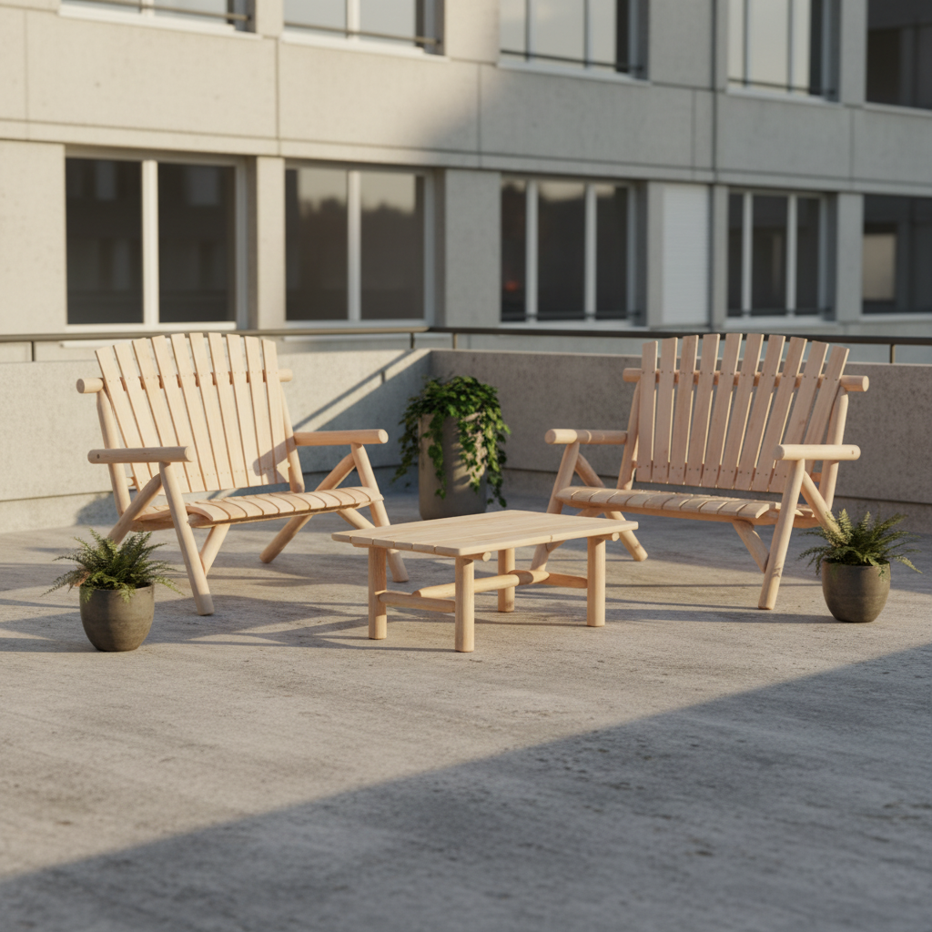Banc de jardin 2 places style Adirondack en bois d'épicéa beige - Club Adirondack photo 6