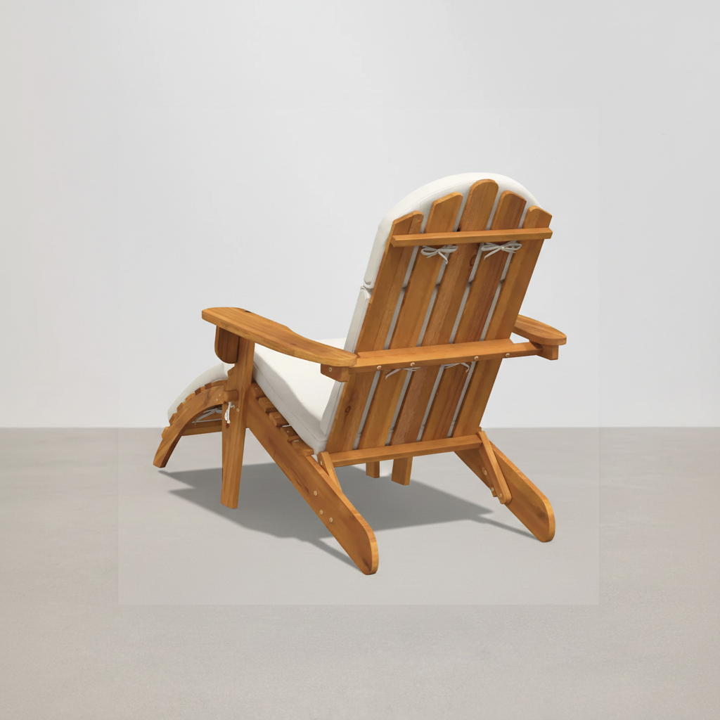 Chaise de jardin pliable Adirondack + repose-pieds + coussins beige en bois d'acacia - Club Adirondack photo 3