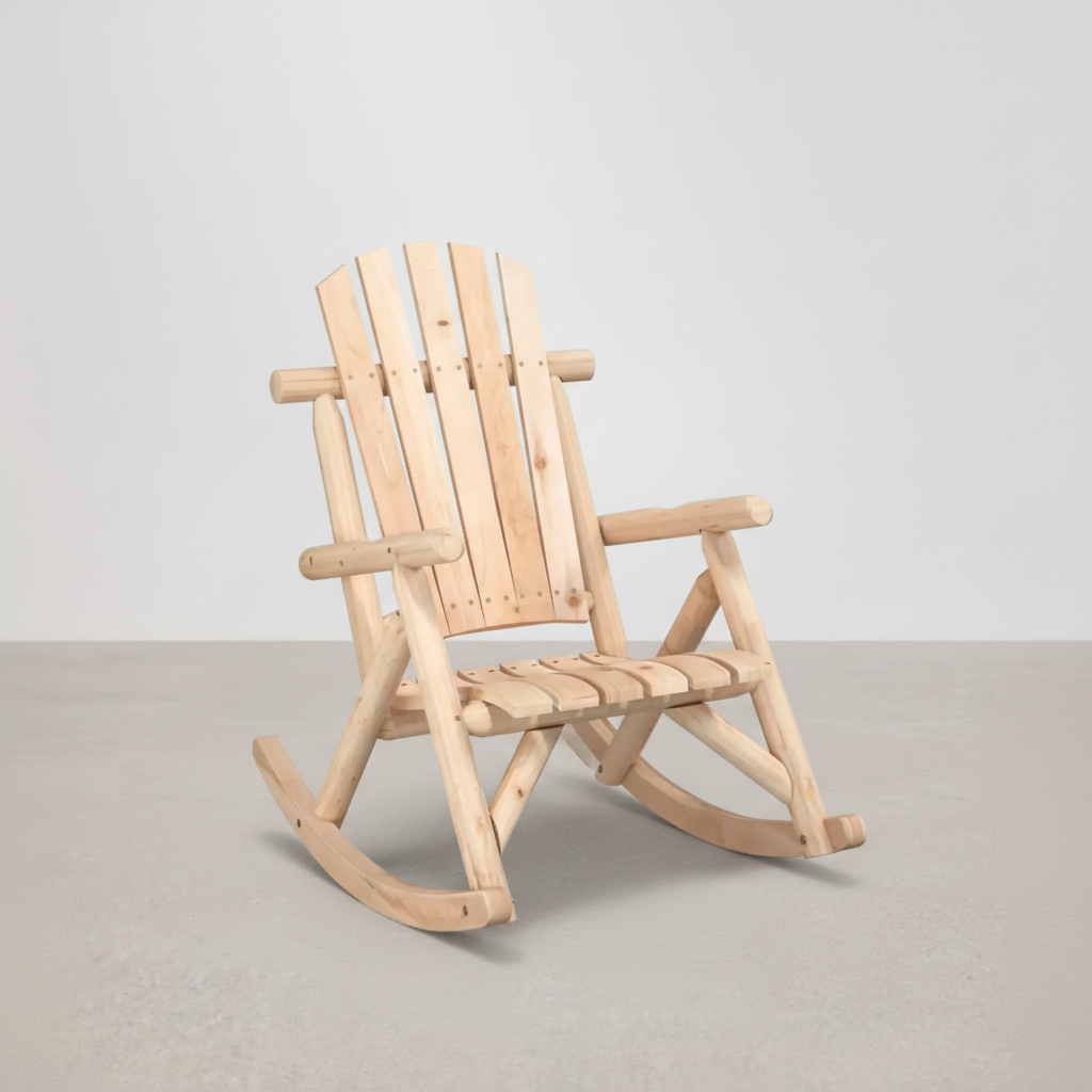 Chaise de jardin à bascule style Adirondack en bois massif d'épicéa beige - Club Adirondack photo 1