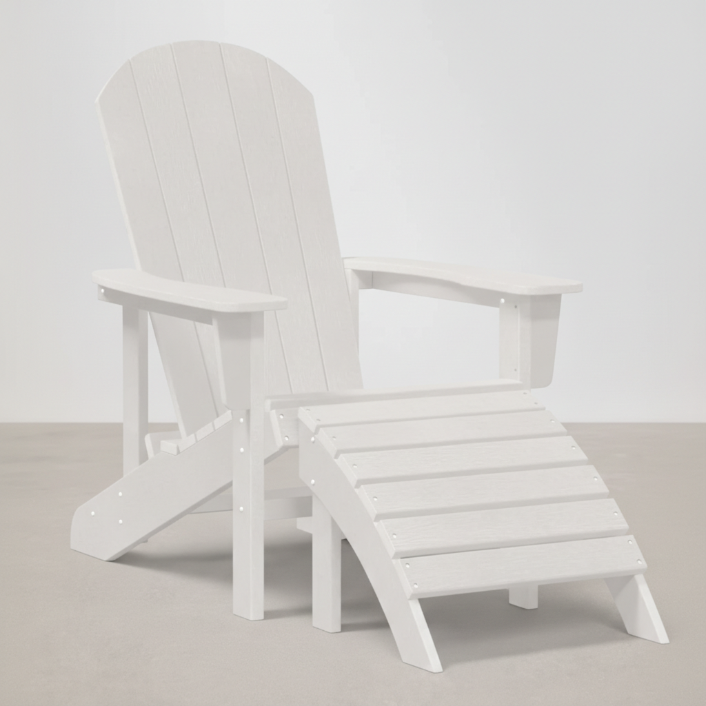 Chaise de jardin Adirondack + repose-pieds en Résine blanc - Club Adirondack photo 1