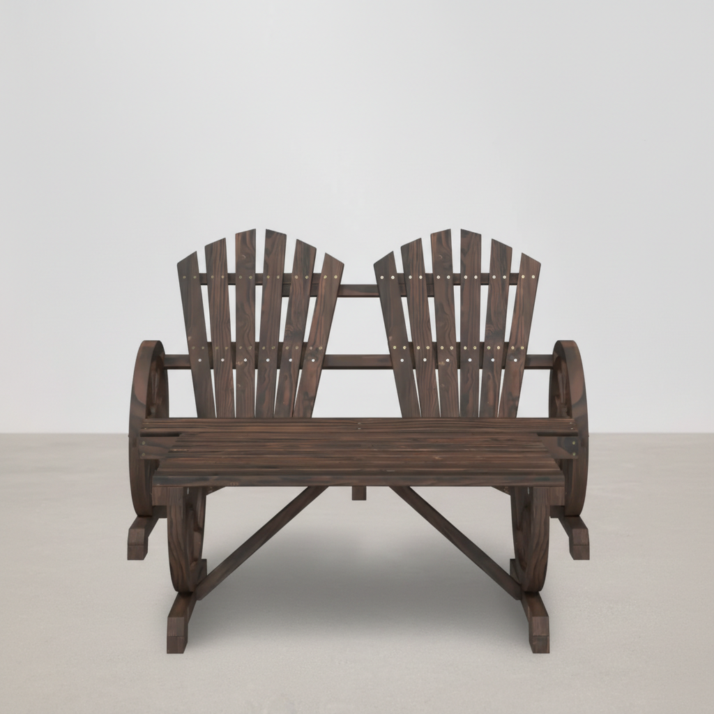 Ensemble de jardin : banc 2 places style Adirondack + table basse en bois de sapin marron - Club Adirondack photo 2