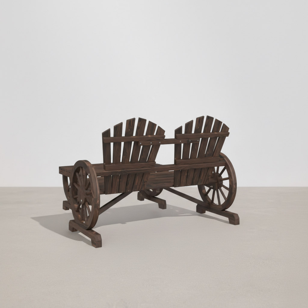 Ensemble de jardin : banc 2 places style Adirondack + table basse en bois de sapin marron - Club Adirondack photo 4