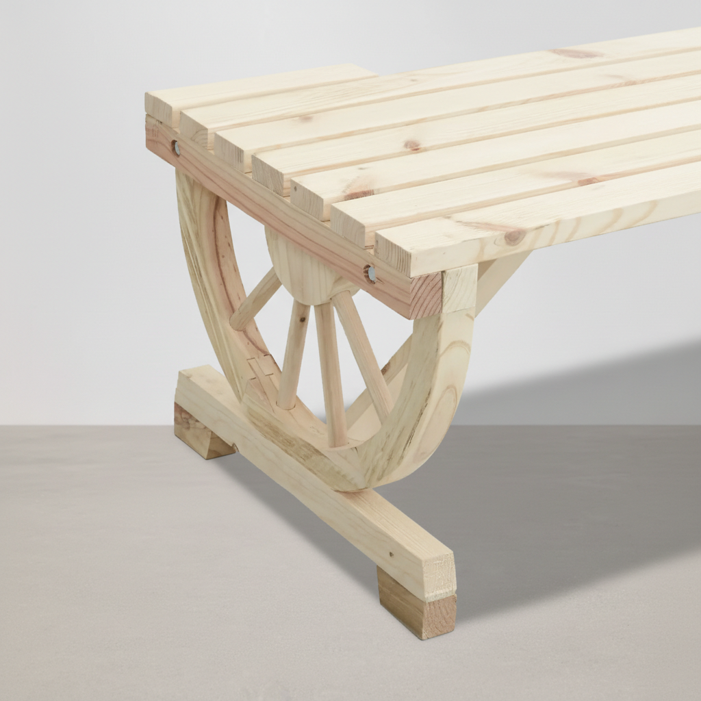 Ensemble de jardin : banc 2 places style Adirondack + table basse en bois de sapin beige - Club Adirondack photo 4