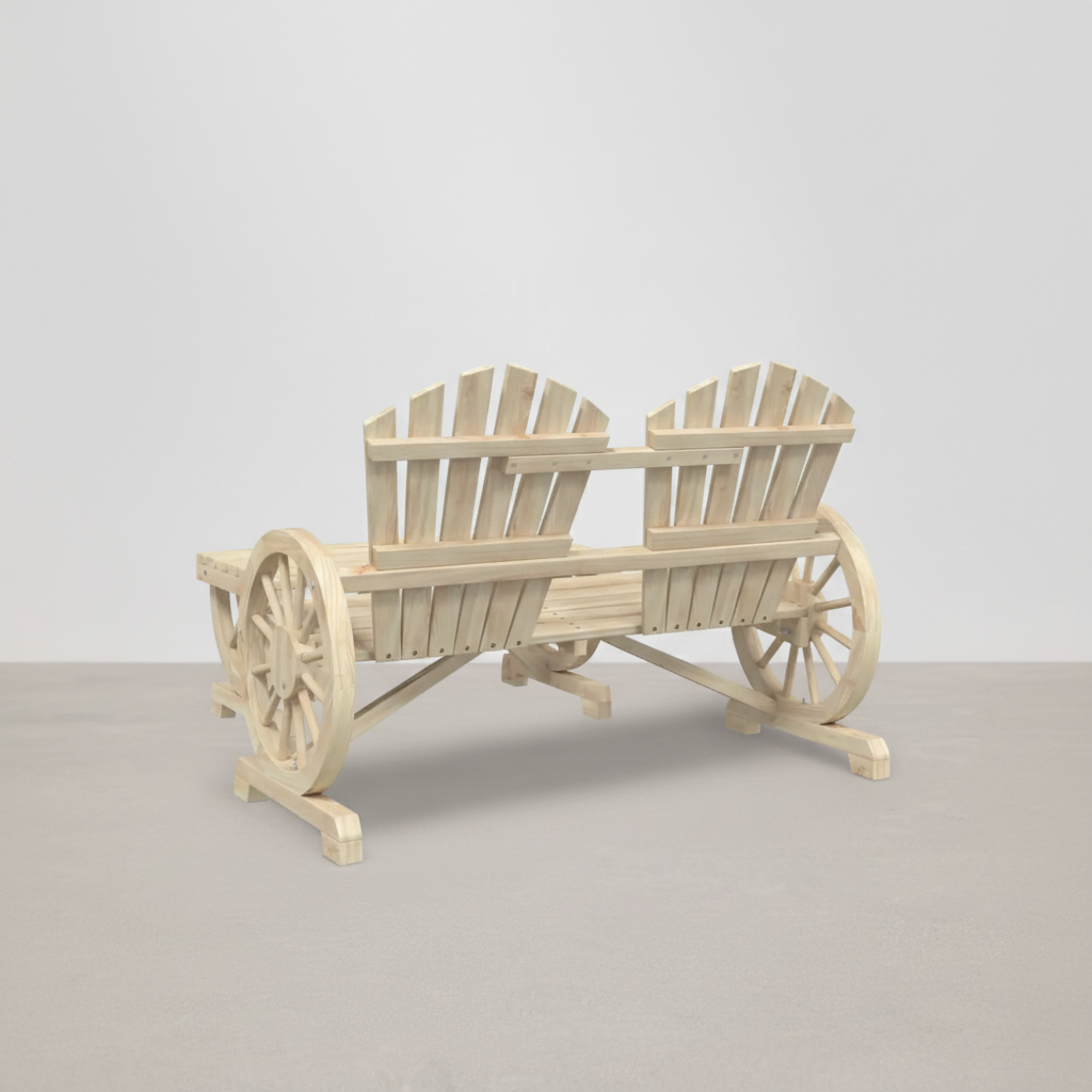 Ensemble de jardin : banc 2 places style Adirondack + table basse en bois de sapin beige - Club Adirondack photo 6