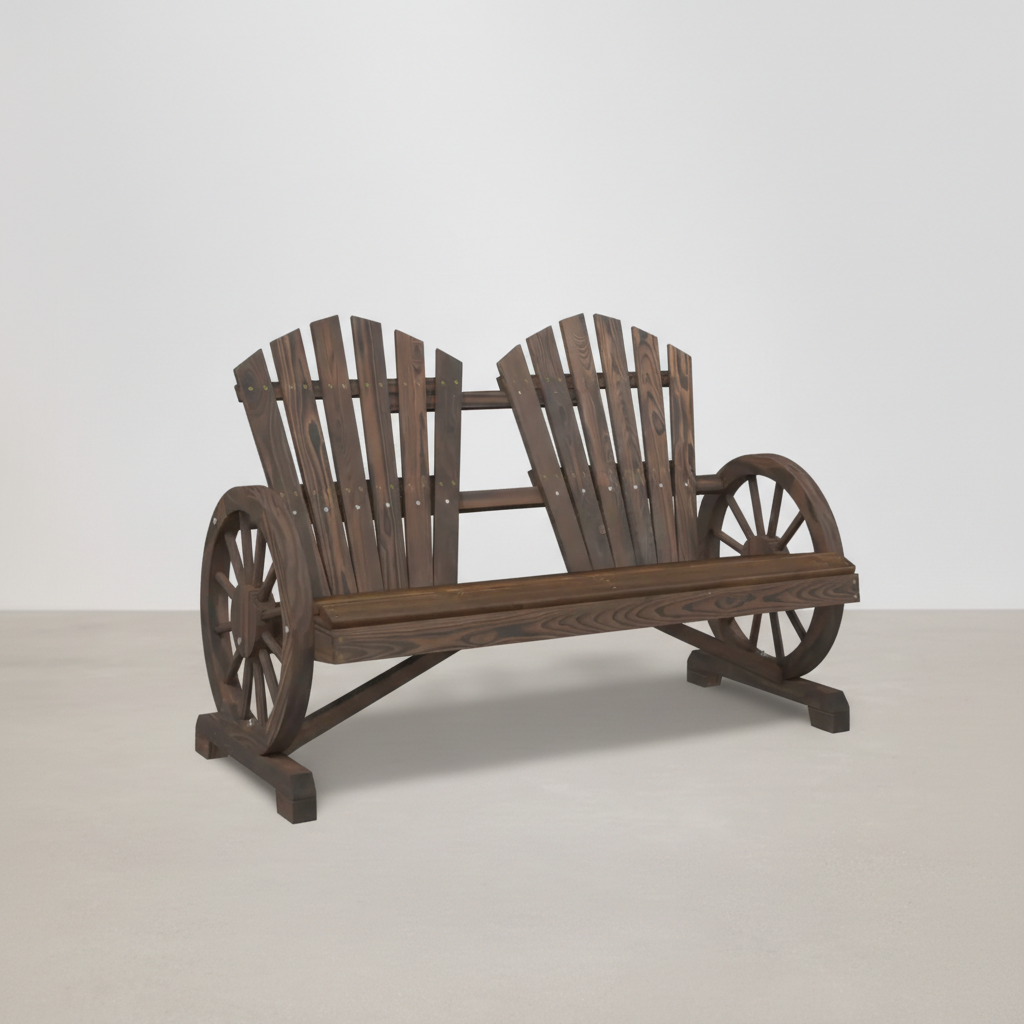 Banc de jardin 2 places style Adirondack en bois de sapin marron - Club Adirondack photo 1