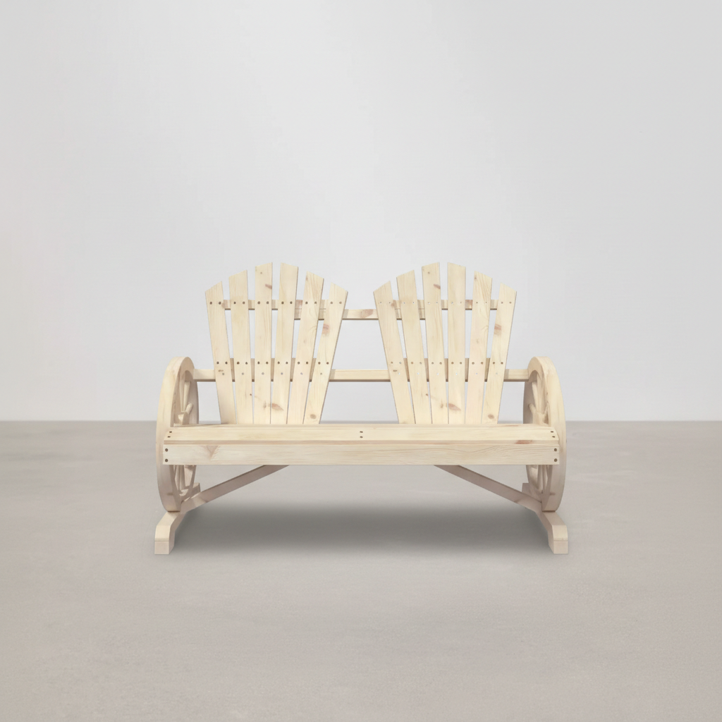 Banc de jardin 2 places style Adirondack en bois de sapin beige- Club Adirondack photo 3