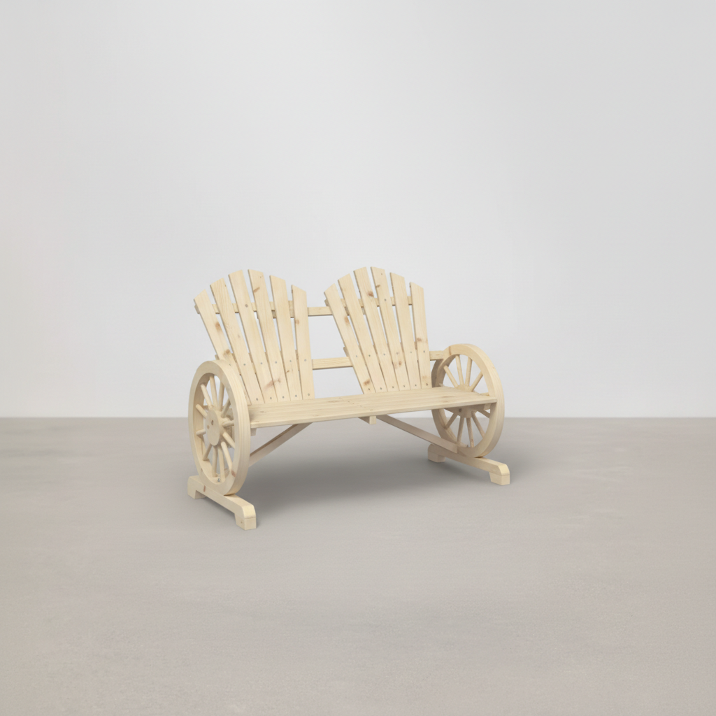 Banc de jardin 2 places style Adirondack en bois de sapin beige- Club Adirondack photo 2