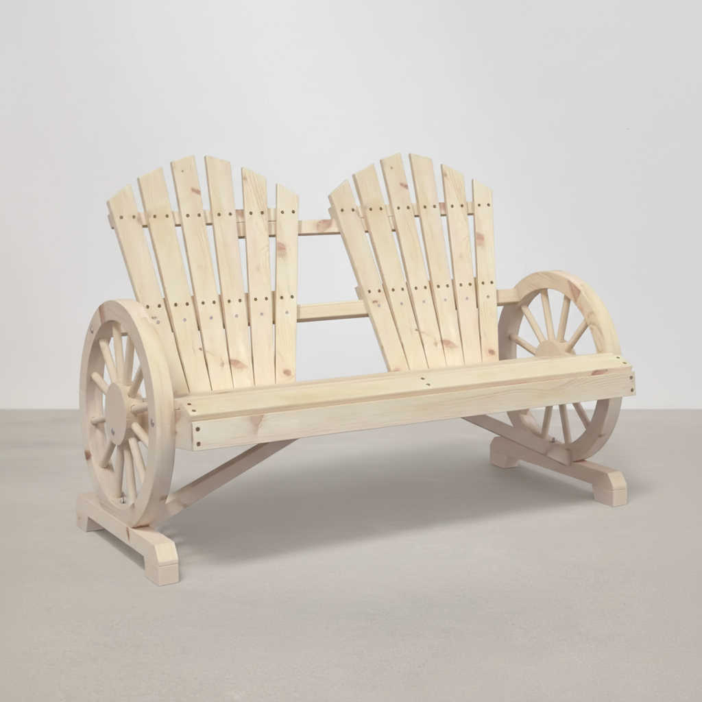Banc de jardin 2 places style Adirondack en bois de sapin beige- Club Adirondack photo 1