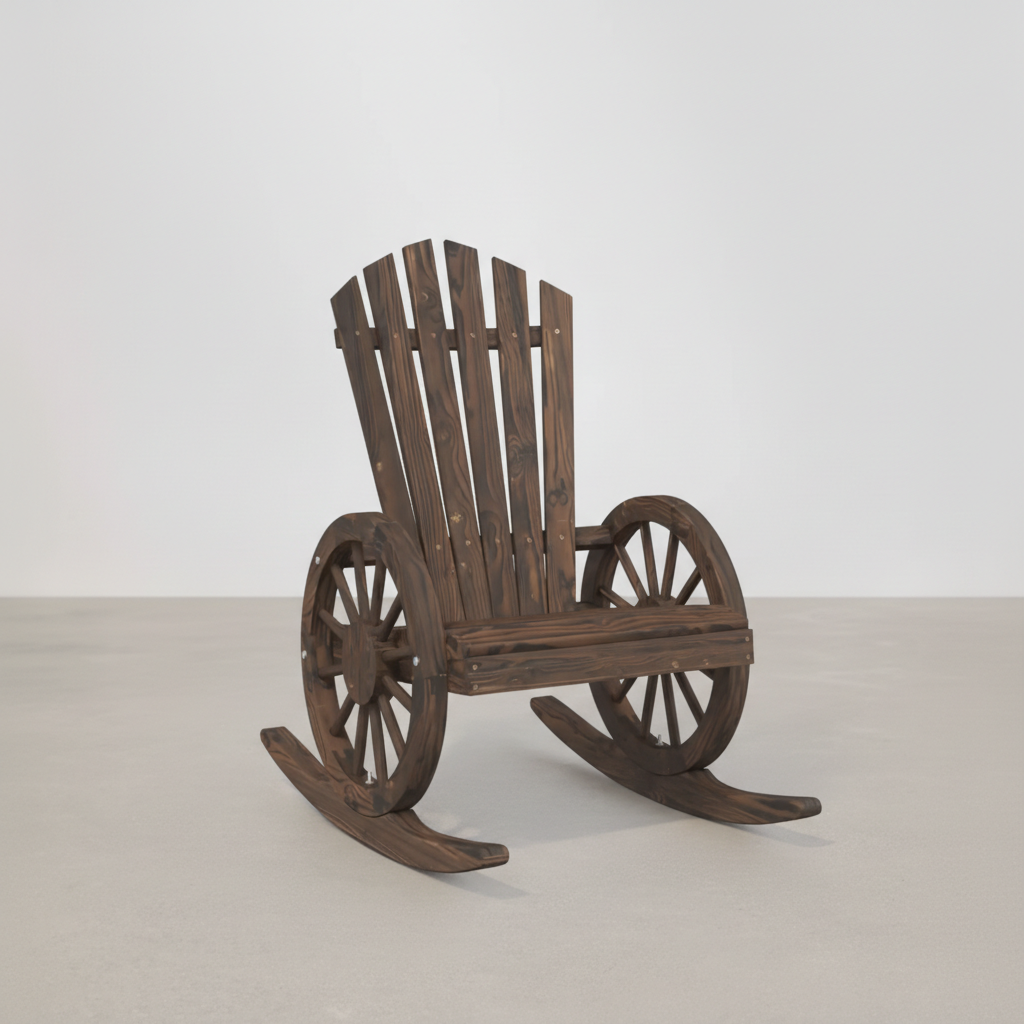 Chaise à bascule style Adirondack en bois de sapin marron - Club Adirondack photo 1