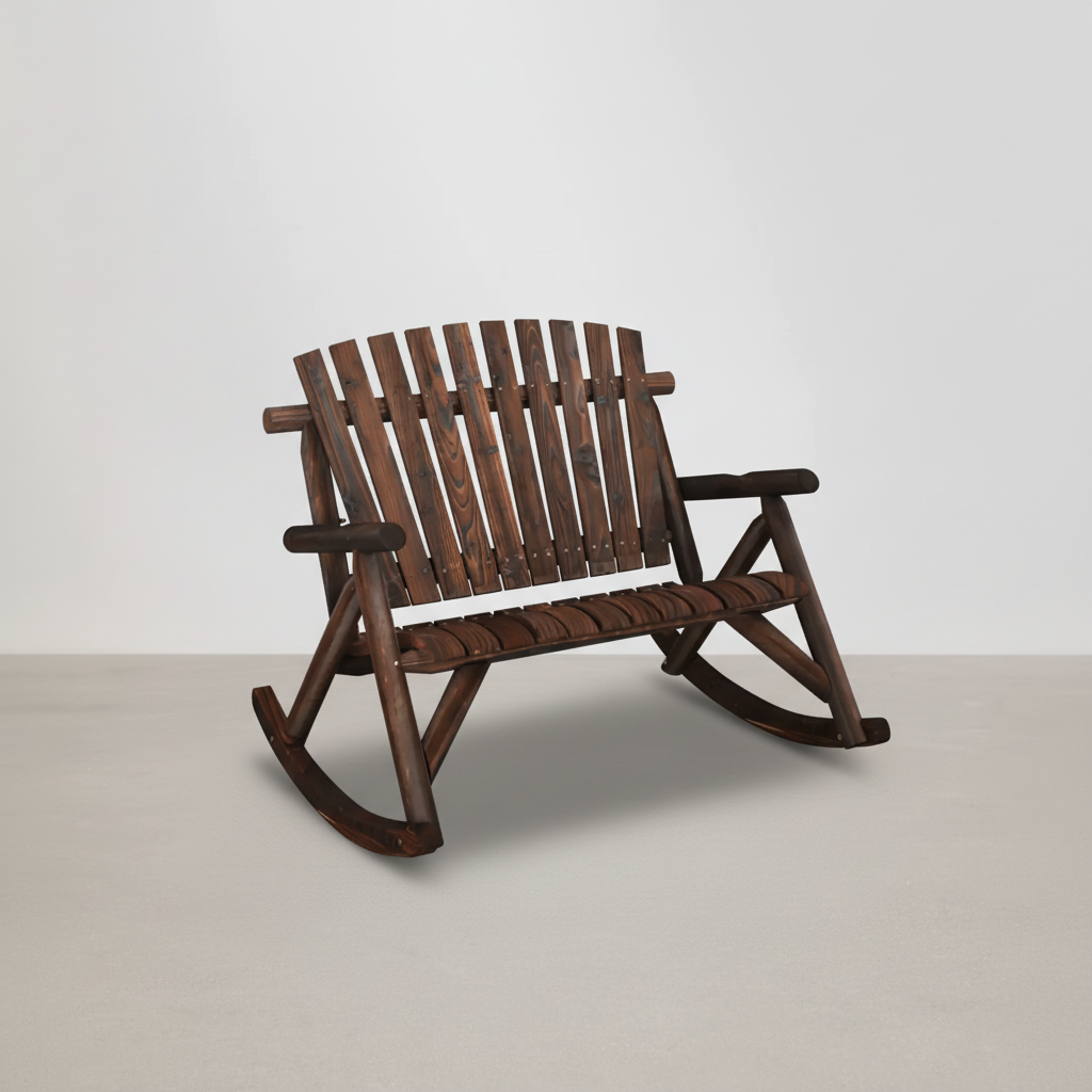 Banc de jardin à bascule 2 places style Adirondack en bois d'épicéa marron - Club Adirondack photo 1