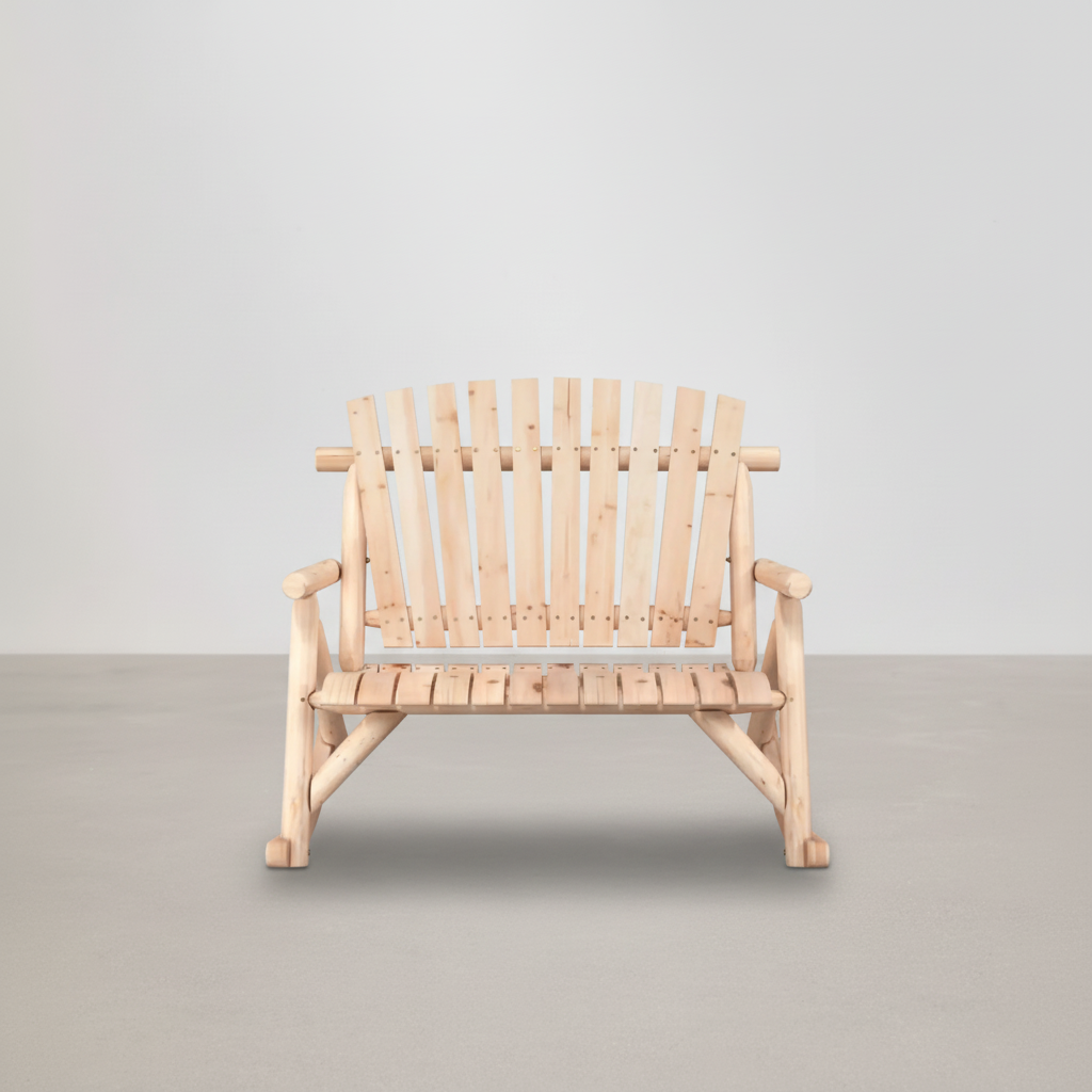 Banc de jardin à bascule 2 places style Adirondack en bois d'épicéa beige - Club Adirondack photo 1