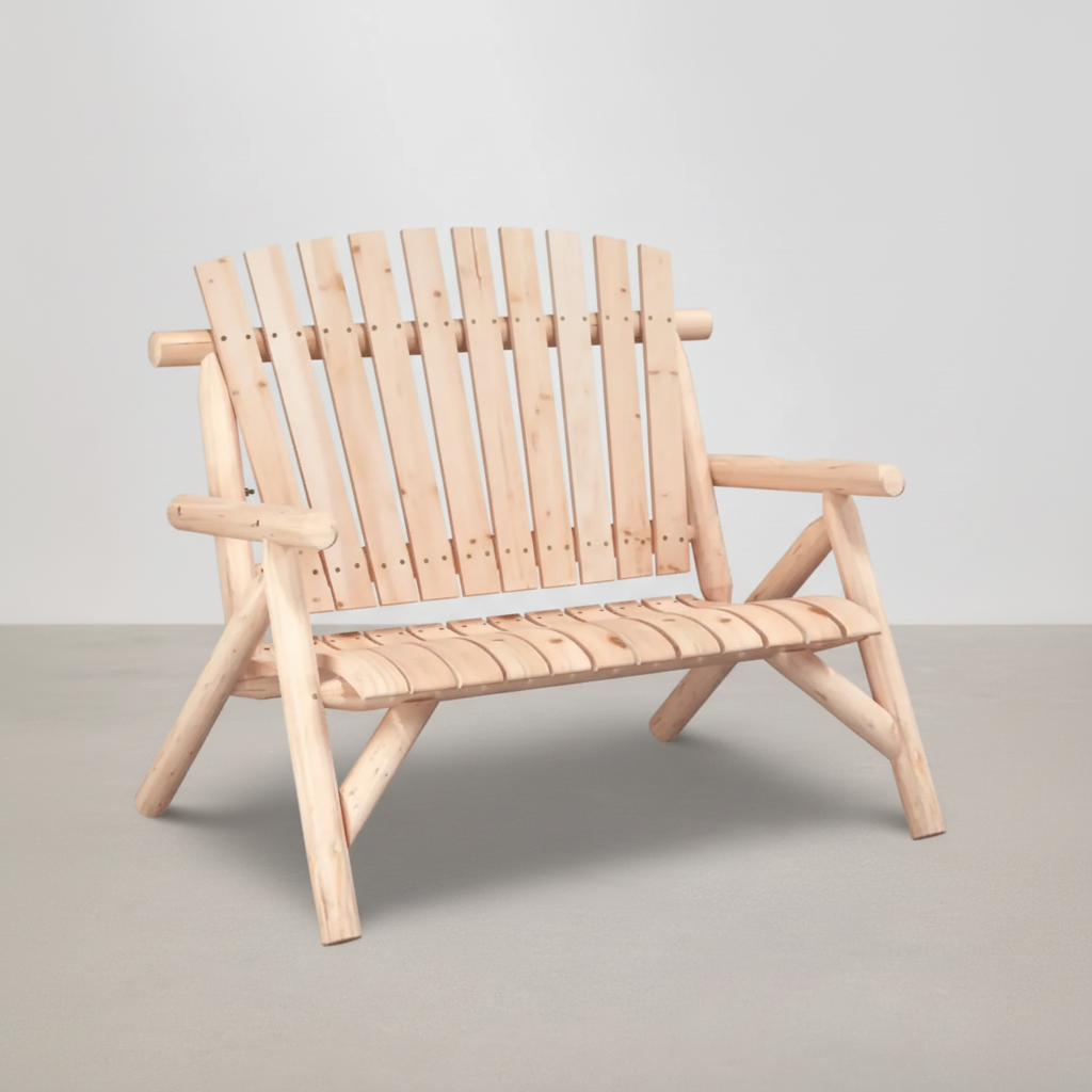 Banc de jardin 2 places style Adirondack en bois d'épicéa beige - Club Adirondack photo 1